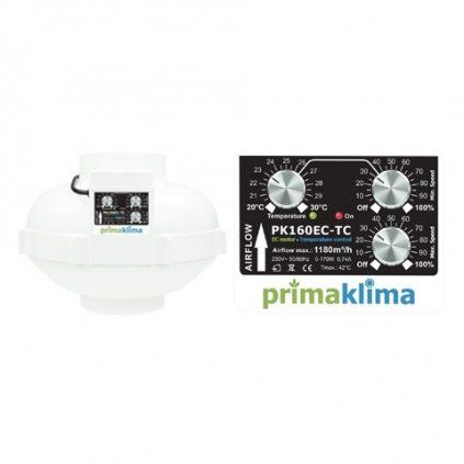 Ventilátor Prima Klima 160mm, 1180 m3/h - regulace teploty a min. otáček, EC motor Cover