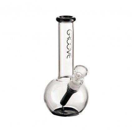 Groove Round Tube 7" Black and Clear bong sklo