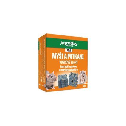 AgroBio ATAK Myši a potkani - voskové bloky 300g
