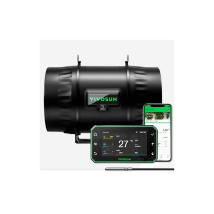 VIVOSUN AeroZesh T8 Inline ventilátor (E42AP WiFi controller, PMW EC motor), 200 mm, 1414 m3/h